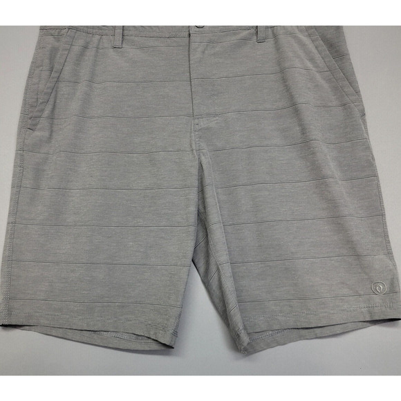 Hang Ten Casual Shorts Mens 38 Gray Striped Lightweight Drawstring 11" Inseam - Picture 5 of 14